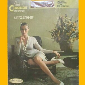 Vintage Sears Cling-Alon Stocking Sandstone Shapely Size A 9.5-10.5 Ultra Sheer